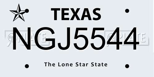 NGJ5544 Texas License Plate