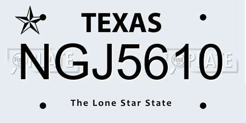 NGJ5610 Texas License Plate
