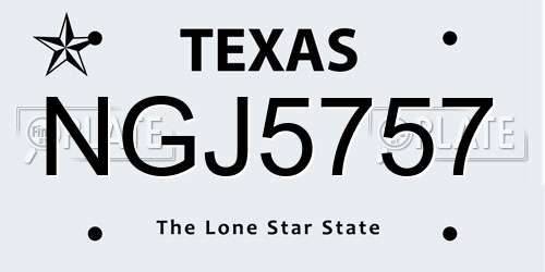 NGJ5757 Texas License Plate