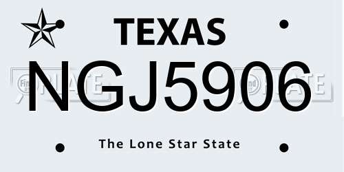 NGJ5906 Texas License Plate