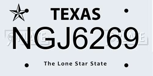 NGJ6269 Texas License Plate