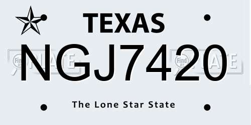 NGJ7420 Texas License Plate