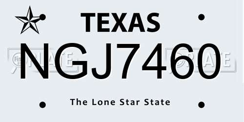 NGJ7460 Texas License Plate