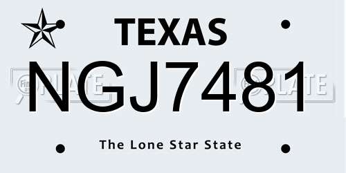 NGJ7481 Texas License Plate