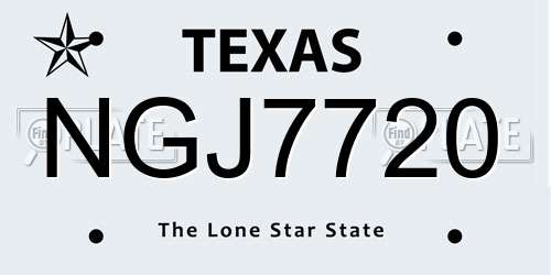 NGJ7720 Texas License Plate