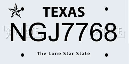 NGJ7768 Texas License Plate