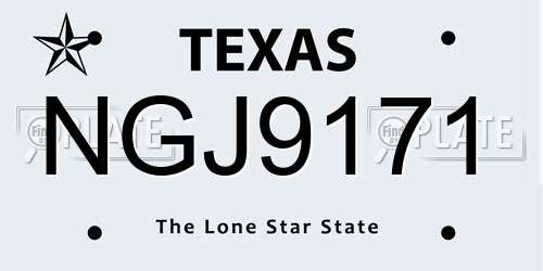 NGJ9171 Texas License Plate