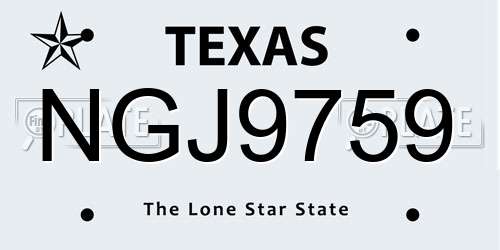 NGJ9759 Texas License Plate