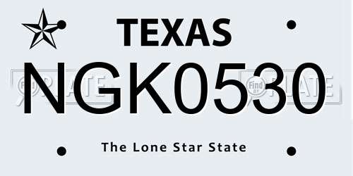 NGK0530 Texas License Plate