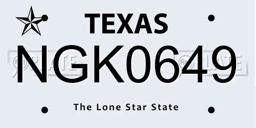 NGK0649 Texas License Plate