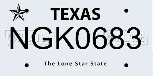 NGK0683 Texas License Plate