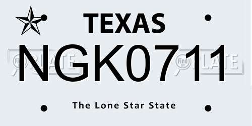 NGK0711 Texas License Plate