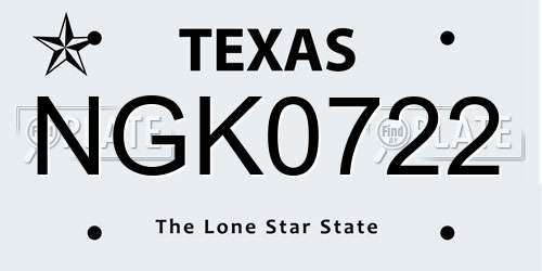 NGK0722 Texas License Plate