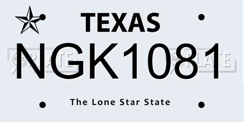 NGK1081 Texas License Plate