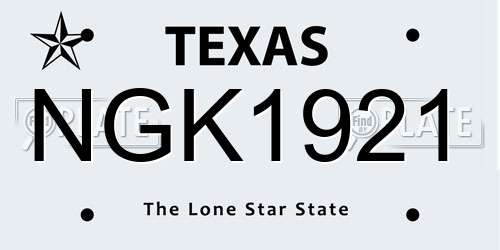 NGK1921 Texas License Plate