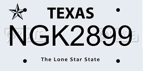 NGK2899 Texas License Plate