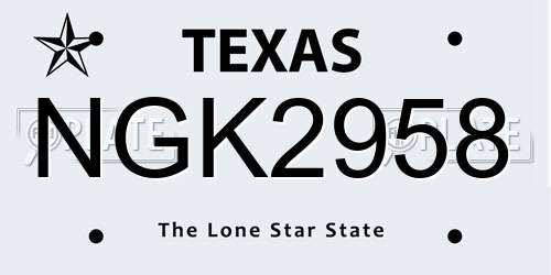 NGK2958 Texas License Plate