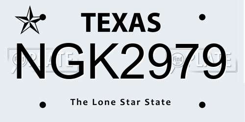 NGK2979 Texas License Plate