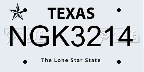 NGK3214 Texas License Plate