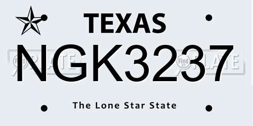 NGK3237 Texas License Plate