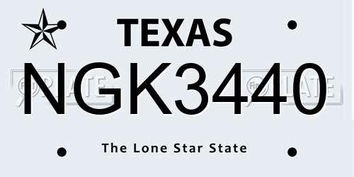 NGK3440 Texas License Plate