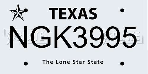 NGK3995 Texas License Plate