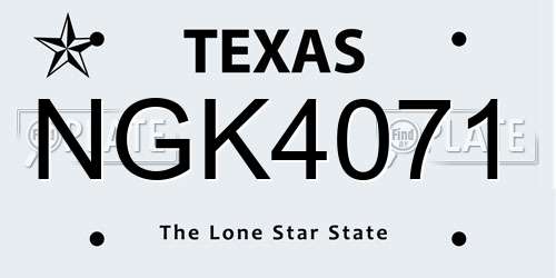 NGK4071 Texas License Plate