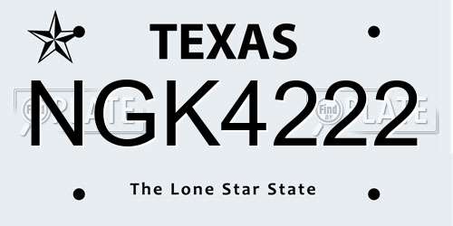 NGK4222 Texas License Plate