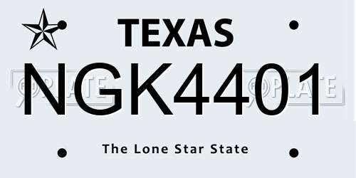 NGK4401 Texas License Plate