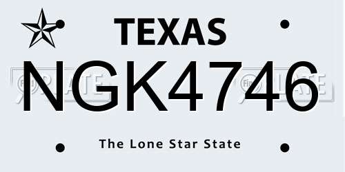 NGK4746 Texas License Plate