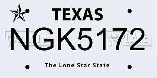 NGK5172 Texas License Plate