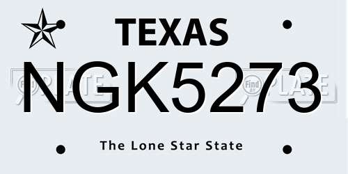 NGK5273 Texas License Plate