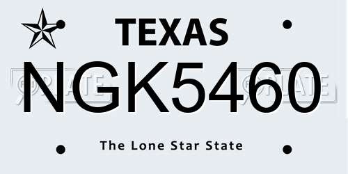 NGK5460 Texas License Plate