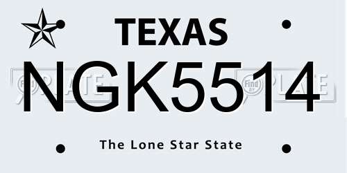 NGK5514 Texas License Plate