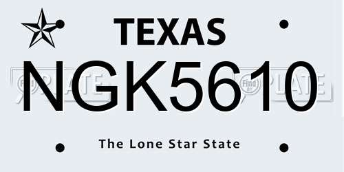 NGK5610 Texas License Plate
