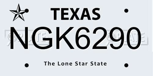 NGK6290 Texas License Plate