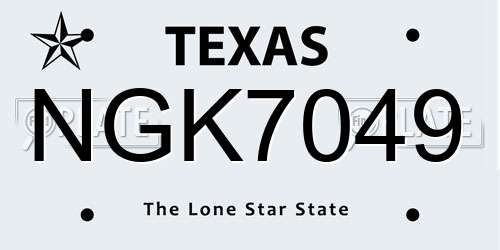 NGK7049 Texas License Plate