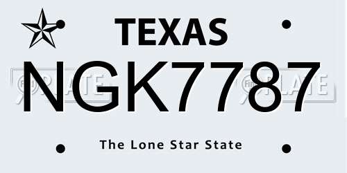 NGK7787 Texas License Plate