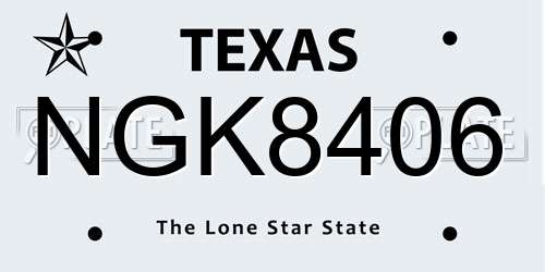 NGK8406 Texas License Plate