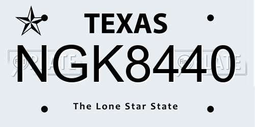 NGK8440 Texas License Plate