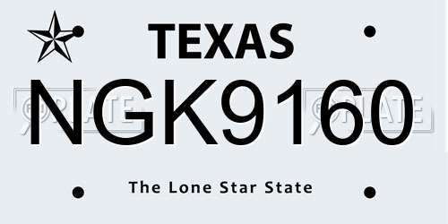 NGK9160 Texas License Plate