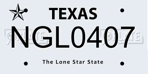 NGL0407 Texas License Plate