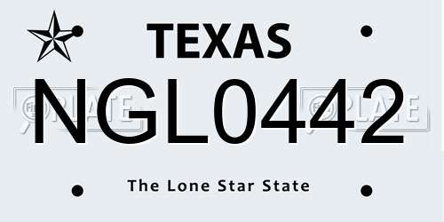 NGL0442 Texas License Plate