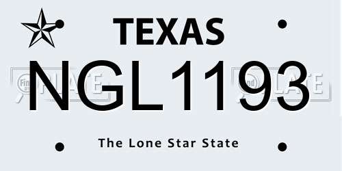 NGL1193 Texas License Plate
