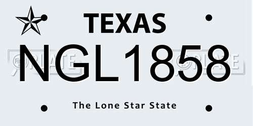 NGL1858 Texas License Plate