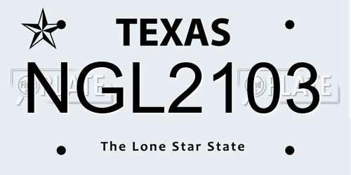 NGL2103 Texas License Plate