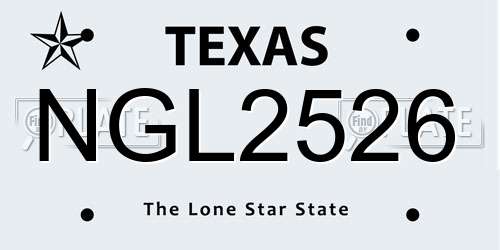 NGL2526 Texas License Plate