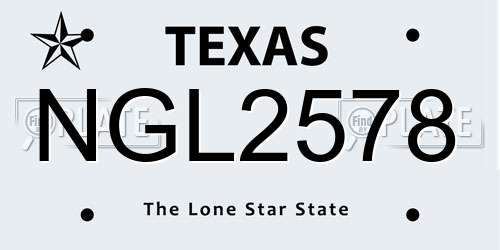 NGL2578 Texas License Plate