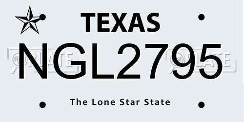 NGL2795 Texas License Plate