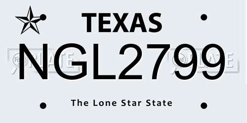 NGL2799 Texas License Plate